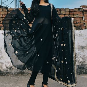 Black Anarkali Suit With Dupatta