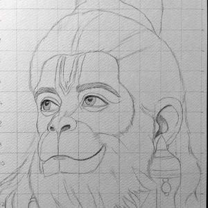 2nd Hanuman Ji Drawing Outline