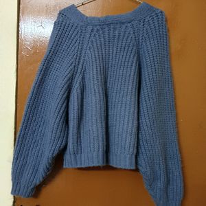 Korean Blue Stylish Wool Cardigan