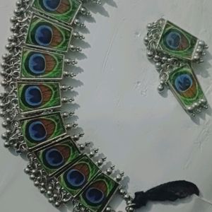 Oxidised Mor Pankh Choker Set