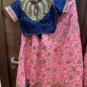 Firozi And Pink Lehenga Set