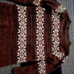 Brown Printed Sweater