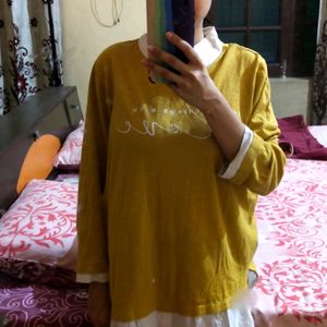 Yellow Full Sleeves Collar T-shirt