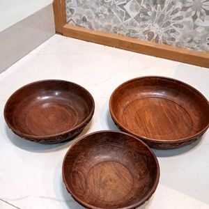 New Wooden Antique Bowl Set Of 3