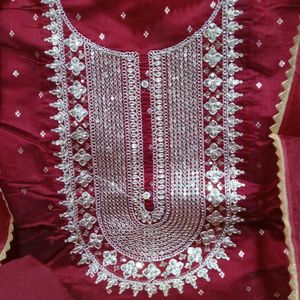 Unstitched Chanderi Suit