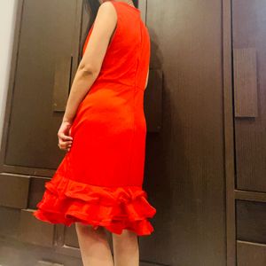 Red Beautiful Designer Frill Dress