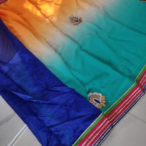 🧡🤍💚Beautiful Multi Colour Saree