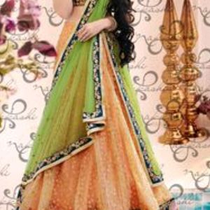 Peach & Green Lehnga Set