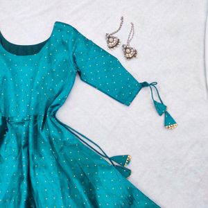 Inddus Teal Blue Anarkali Kurti