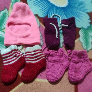 3 Woollen Socks And 1 Monkey Cap