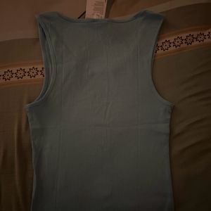 H&M Pastel Blue Ribbed Vest Top