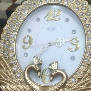 Golden Peacock Wall Clock