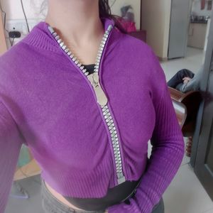 Purple Woolen Strechable New Shrug 💜