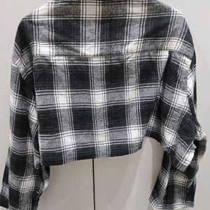 Black Checked Cropped Shirt