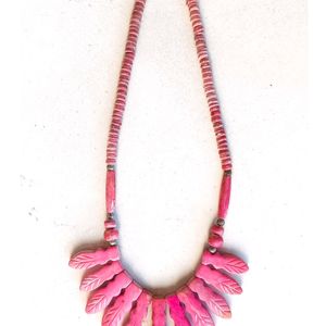 Tribal Bone Hot Pink Necklace