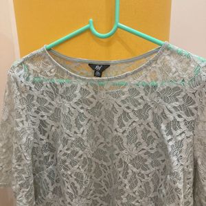 Net Olive Green Sheer Top