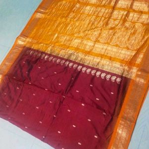 Maroon Colour Pure Gadwal Saree