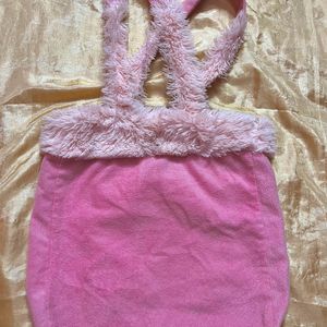 pink fur kids bag