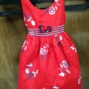 Rarely Used Red Cotton Frock 12 To 18 Month Baby