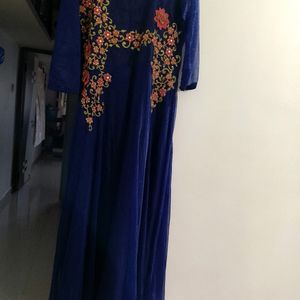 Athentic Beautiful Navy Blue Long Frock