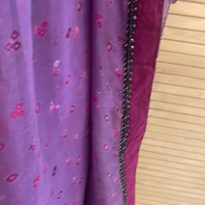 Designer Chiffon Saree,  Real Bandhni With Mukaish