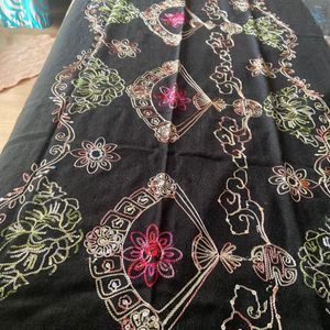 Black Embroidered Stole