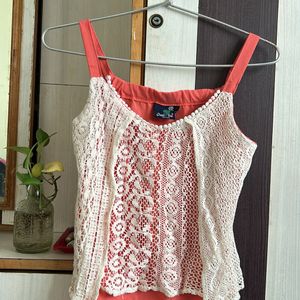 Sexy Pink N White Combo Spaghetti Top For Summer