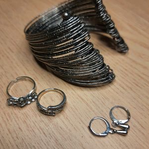 Combo Bangle Rings And Earrings Set