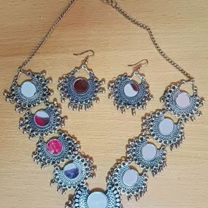 Oxidised Necklace With Earings