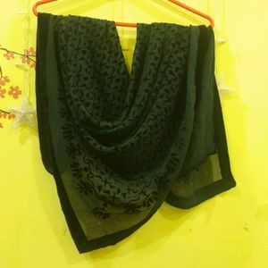 Black Square Scarf On Sheer Fabric (Velvet Work)🖤