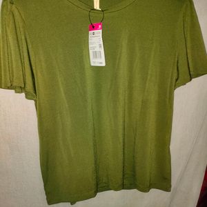 New Butterfly Sleeved Olive Green Top