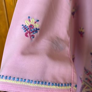 Georgette Pink Chikankari Kurta