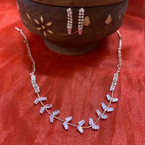 Rosegold Touch Necklace With Ad Stone Look