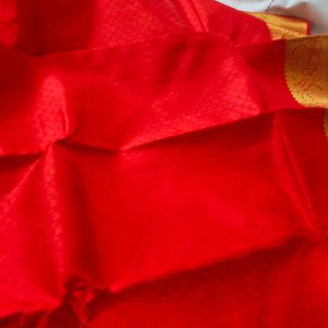 100% Pure Kanchipuram Silk Saree- Bright Red