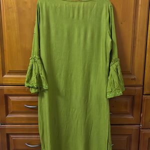 Parrot Green Bell Sleeves Kurta