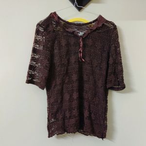 Coffee Brown Crochet Top