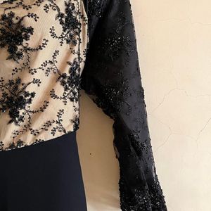 Korean Long Designer Black Gown