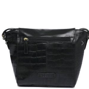 Black Textured Leather Sling Bag