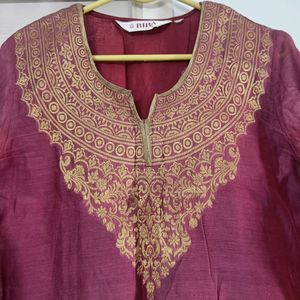 Pale Pink Dual Shade Kurta w Gold