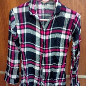 Rayon Check Shirt With Capri