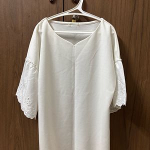 Cute Japanese High Low Bell Sleeve White Top