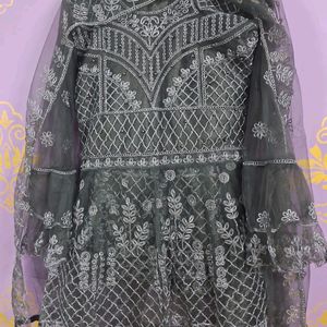 Pakistani Shimmery Peplum Top Sharara Dupatta Set