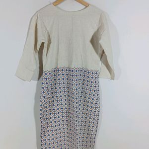 Cream Printed Kurta (Women)