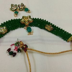 Crystal and kundan Work choker set