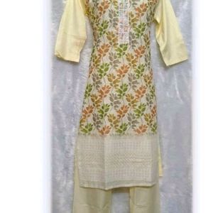 Kurti Set For Women Cream Colour