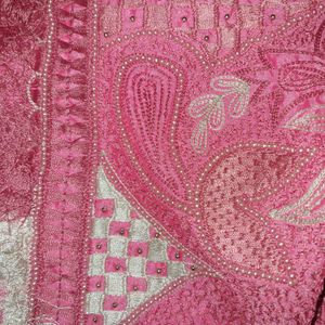 Pure Silk Sareee With Aari Work All Over Handmade