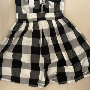 black & white anime checkered cosplay halter dress