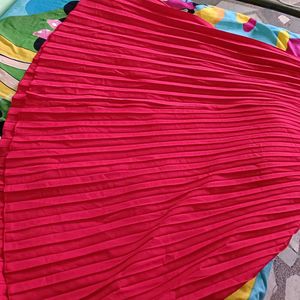 Red Ankle Length Skirt (Black Waist Band)