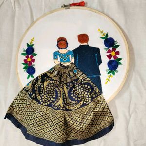 Couple Hand Embroidery Wooden Hoop