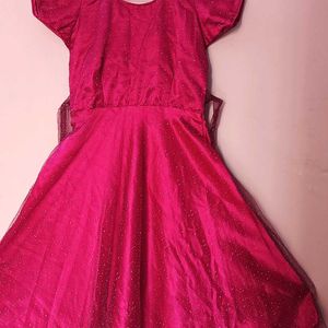 A Pink Color Netted Frock..